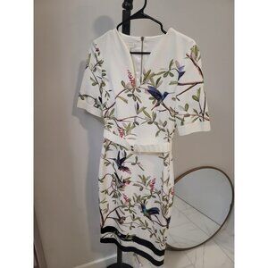 Ted Baker Evrely Highgrove dress Floral Cream Midi Size 2 UK 10